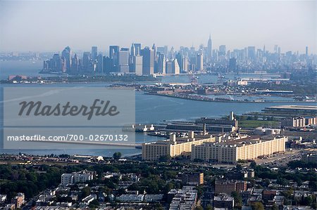 Aerial View of the New York City Skyline From Brooklyn to Manhattan, at Sunrise, New York, USA