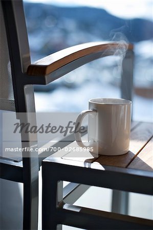 Coffee Mug on Deck, Whistler, British Columbia, Canada