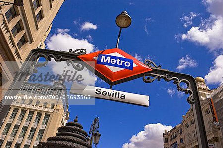 Sevilla Metro Station Entrance, Madrid, Spain