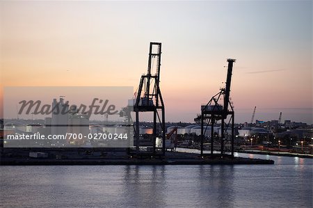 Cranes on Waterfront in Industrial Area, Fort Lauderdale, Florida, USA