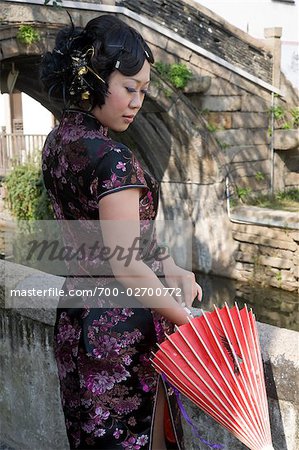 Woman With a Parasol in Suzhou, China