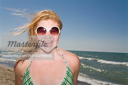 Girl at Beach, Duneland Beach, Indiana, Lake Michigan, USA