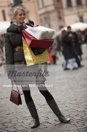 Woman Shopping in Piazza Navona, Rome, Italy