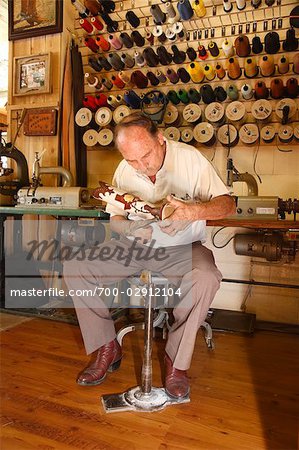 Shoemaker at Work, Maida's Black Jack Boot Company, Houston, Texas, USA