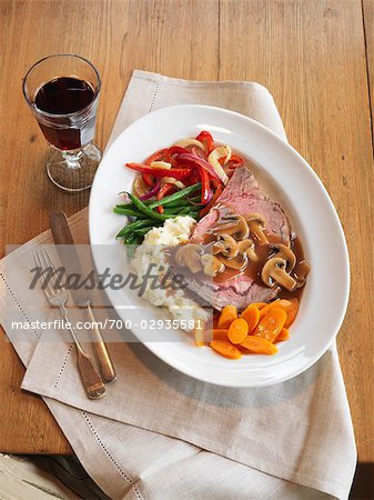 Roast Beef with Side Dishes and Gravy
