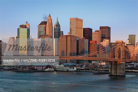 Brooklyn Bridge and Lower Manhattan, New York, New York, USA