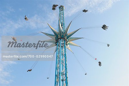 Looking Up at a Tall Chair-o-plane Ride at Prater, Vienna, Austria