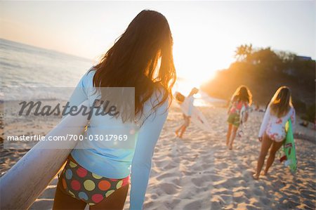 Women with Surf Boards on Beach, Punta del Burro, Nayarit, Mexico