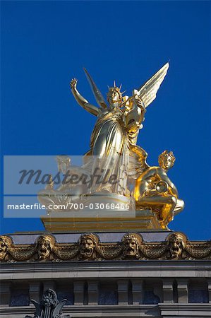 Statue on top of the Opera Garnier, Paris, France