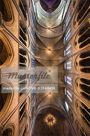 Ceiling Of Notre Dame Cathedral Paris France Stock Photo