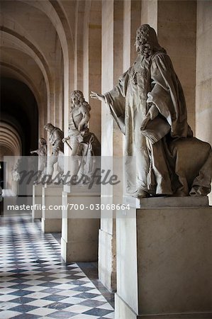 Statues, Colonnade, Palace of Versailles, Versailles, France Statues, Colonnade, Palace of Versailles, Versailles, France