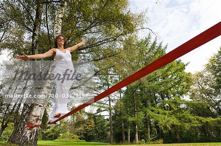 Woman Slacklining