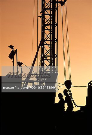 Drill Rig at Sunset, Nevada, USA