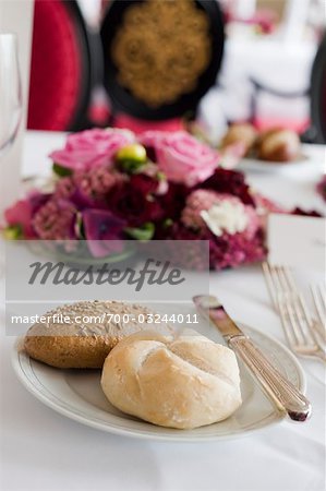 Close-up of Dinner Rolls on Table set for Wedding, Salzburg, Austria