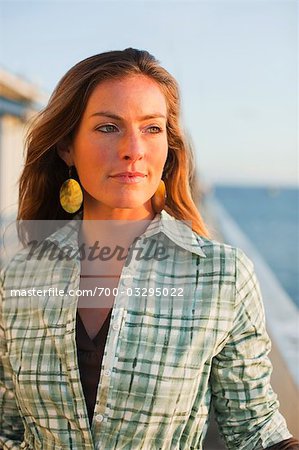 Portrait of Woman on Pier in Santa Cruz, California, USA