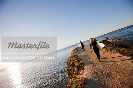 Surfers at Steamers Lane in Santa Cruz, California, USA