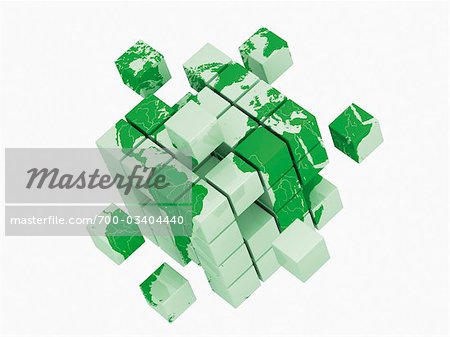 World Map on 3D Cube World Map on 3D Cube