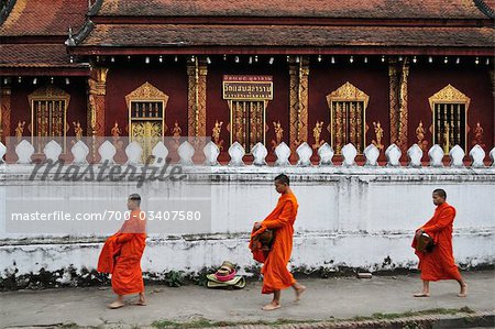 Buddhist Monks Collecting Morning Alms, Luang Prabang, Laos