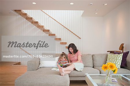 Mother and Daughter in Living Room