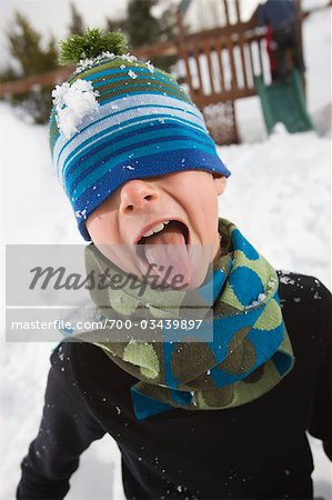Boy Playing in Snow, Steamboat Springs, Colorado, USA