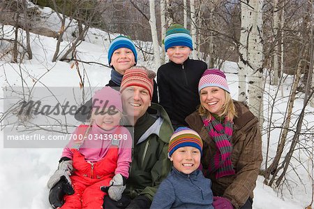 Portrait of Family in Winter, Steamboat Springs, Colorado, USA