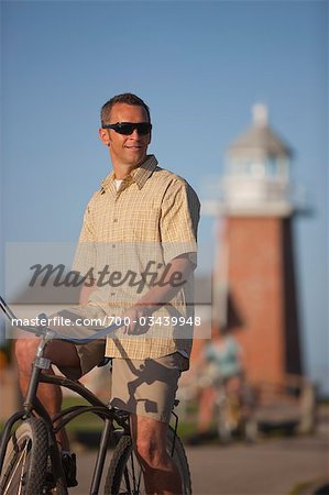 Man Riding a Cruiser Bike, Santa Cruz, California, USA