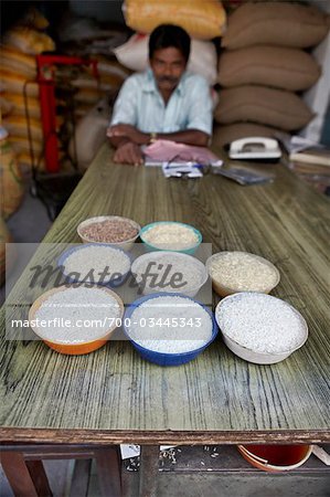 Rice Wholesaler at Rice Market, Kochi, Kerala, India
