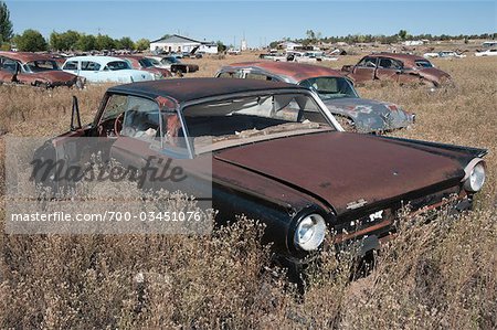 Old, Abandoned Cars in Junk Yard, Desert Southwest, Southwestern United States, USA