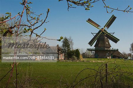 Windmill and Farm House, Sint Jansklooster, Overijssel, Netherlands