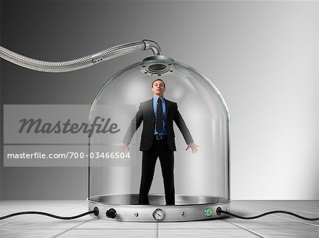 Businessman Trapped inside of Pressurized Glass Dome