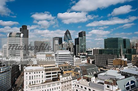 Overview of Financial District, London, England