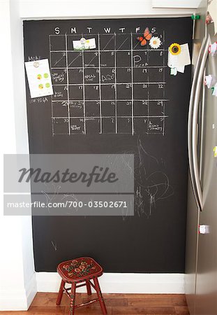 Calendar Drawn on Chalkboard