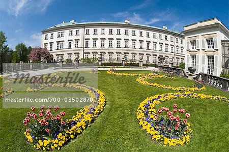 Flowerbeds in Mirabell Gardens, Salzburg, Austria