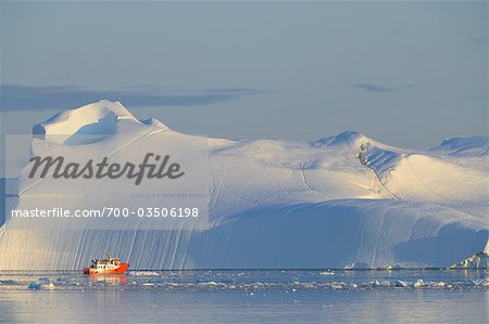 Tour Boat and Iceberg, Disko Bay, Ilulissat Icefjord, Jacobshavn Glacier, Ilulissat, Qaasuitsup, Greenland