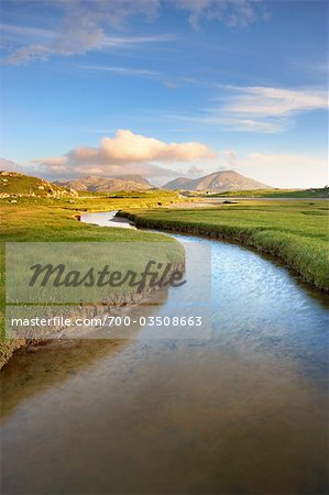 River and Salt Marsh, Isle of Lewis, Outer Hebrides, Hebrides, Scotland, United Kingdom