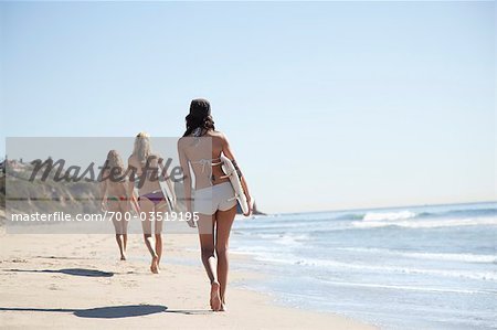 Surfer Girls at Zuma Beach, Malibu, California, USA