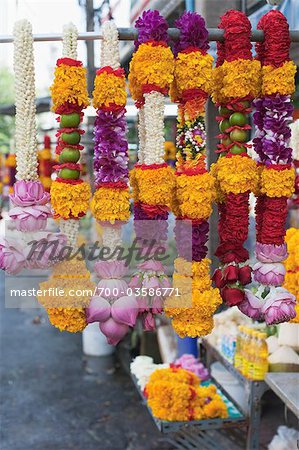 Flower Garlands for Sale, Sri Mahamariamman Temple, Bangkok, Thailand