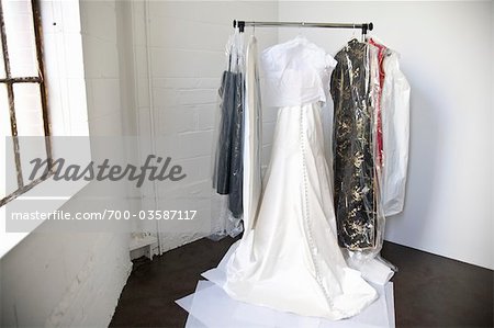 Wedding Clothing Hanging on Rack