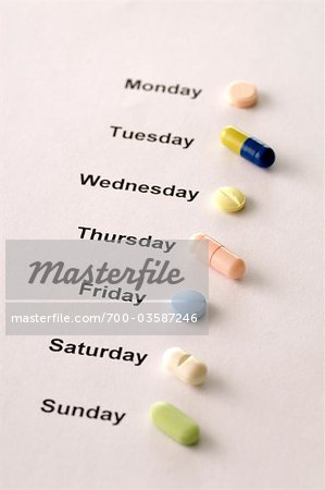 Pills Arranged by Days of the Week