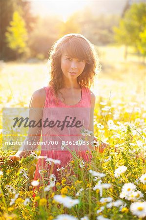 Woman in Field of Wildflowers