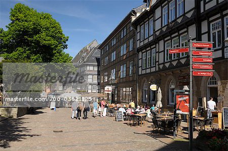 Shopping District in Old Town, Goslar, Goslar District, Harz, Lower Saxony, Germany