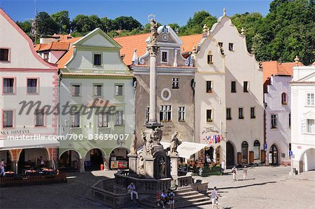 Town Square, Cesky Krumlov, South Bohemian Region, Bohemia, Czech Republic