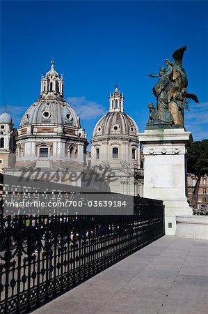 Santa Maria di Loreto and the National Monument of Victor Emmanuel II, Piazza Venezia, Rome, Italy