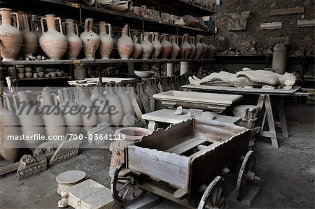 Pots and Mummified Remains, Pompeii, Campania, Italy