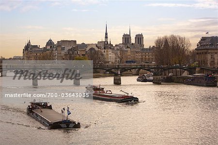 Boats on Seine River, Paris, France