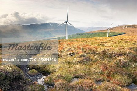 Wind Turbines in Mountains, Novar Wind Farm, Ross-shire, Scotland