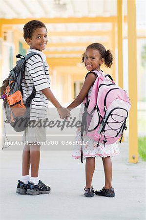 Back To School Brother Sister Stock Illustration - Download Image Now -  Back to School, Bag, Black Color - iStock