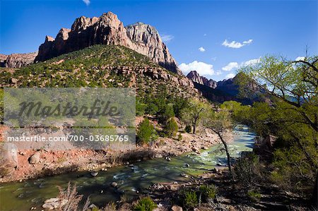River and Towers of the Virgin, Zion National Park, Utah, USA