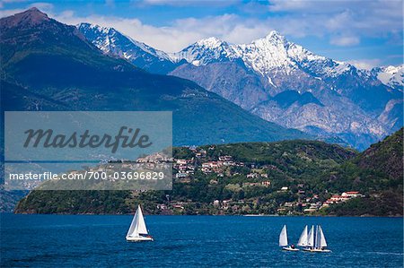 Sailboats on Lake Como, Lombardy, Italy