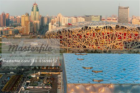 Beijing National Stadium and Beijing National Aquatics Center, Olympic Green, Beijing, China